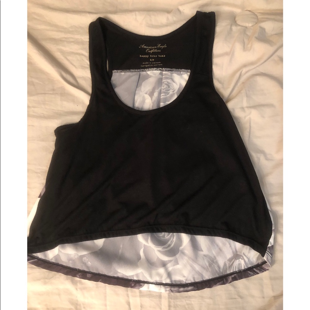 Black Tank with Black & White Floral Back